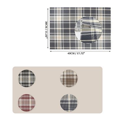 4 Pcs Grids Pattern Placemats, Place Mats for Kitchen Dining Table, Heat-Resistant Table Mats