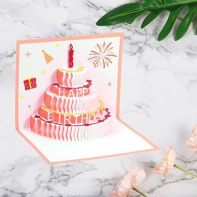 Birthday Card, Pop-Out Cake Birthday Card Funny 3D Sweet with Envelope for Women Gift Best Friend