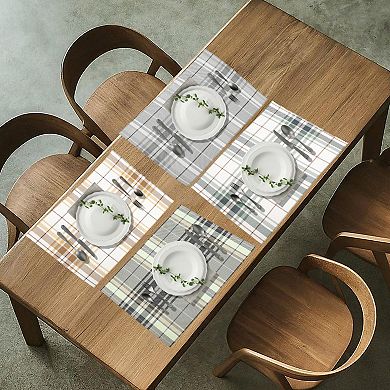 4 Pcs Grid Pattern Placemat, Place Mats for Dining Table, Heat-Resistant Table Mat for Kitchen Table