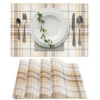4 pc Grid Pattern Placemat, Place Mats for Dining Table, Heat-Resistant Table Mat for Kitchen Table
