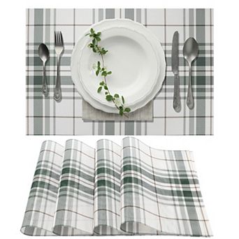 4 pc Grid Pattern Placemat, Place Mats for Dining Table, Heat-Resistant Table Mat for Kitchen Table
