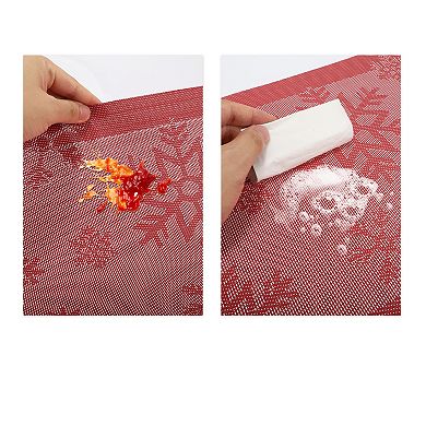 4 Pcs Snow Pattern Placemats, Place Mat for Kitchen Dining Table, Heat-Resistant Washable Table Mats