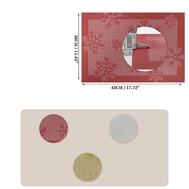 4 Pcs Snow Pattern Placemats, Place Mat for Kitchen Dining Table, Heat-Resistant Washable Table Mats