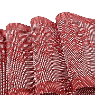4 Pcs Snow Pattern Placemats, Place Mat for Kitchen Dining Table, Heat-Resistant Washable Table Mats