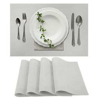4 pc Snow Pattern Placemats, Place Mat for Kitchen Dining Table, Heat-Resistant Washable Table Mats