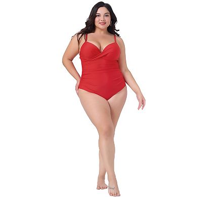 Plus Size Bikini for Women One Piece Bathing Suit Ruched Padded Slimming Swimsuit Swimwear
