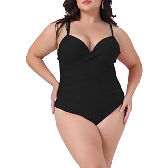 Plus Size Bikini for Women One Piece Bathing Suit Ruched Padded Slimming Swimsuit Swimwear
