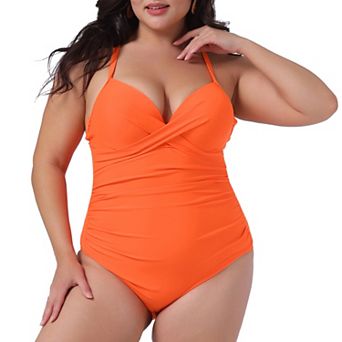 Plus Size Bikini for Women One Piece Bathing Suit Ruched Padded Slimming Swimsuit Swimwear