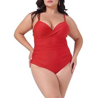 Plus Size Bikini for Women One Piece Bathing Suit Ruched Padded Slimming Swimsuit Swimwear