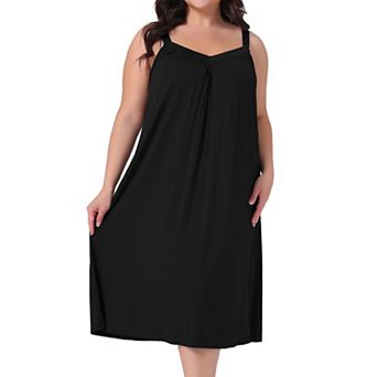 Plus Size Women's Nightgown Spaghetti Strap V Neck Sleeveless Sleepwear Chemise Nightdress