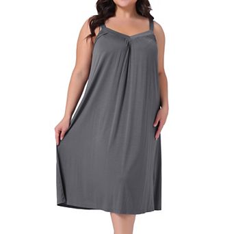 Plus Size Women's Nightgown Spaghetti Strap V Neck Sleeveless Sleepwear Chemise Nightdress