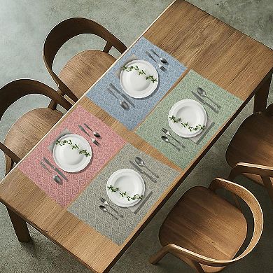 4Pcs Diamond Pattern Placemats, Polyester Place Mat, Heat-Resistant Table Mats for Kitchen Table