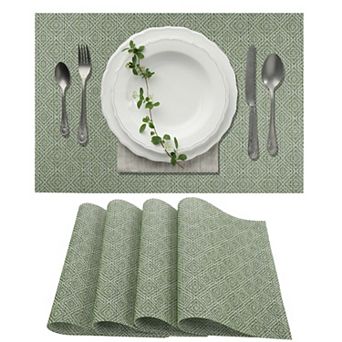 4 pc Diamond Pattern Placemats, Polyester Place Mat, Heat-Resistant Table Mats for Kitchen Table