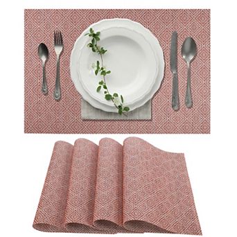 4 pc Diamond Pattern Placemats, Polyester Place Mat, Heat-Resistant Table Mats for Kitchen Table