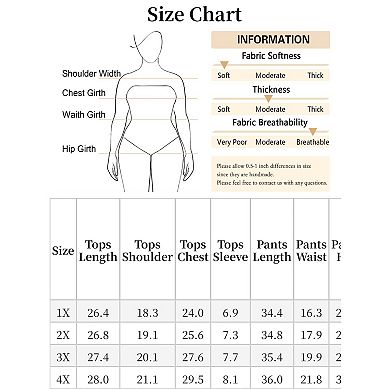 Plus Size Pajama for Women Set Short Sleeve Tops with Pants Two-Piece Pajamas Sets