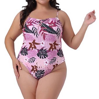 Women's Plus Size One Piece Swimsuit Floral Tropical Pattern Swimdress Bathing Suits Beach Swimwear