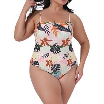 Women's Plus Size One Piece Swimsuit Floral Tropical Pattern Swimdress Bathing Suits Beach Swimwear