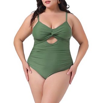 Plus Size One Piece Swimsuit for Women Tummy Control Cutout High Waisted Bathing Suit Swimwear