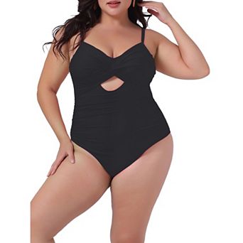 Plus Size One Piece Swimsuit for Women Tummy Control Cutout High Waisted Bathing Suit Swimwear