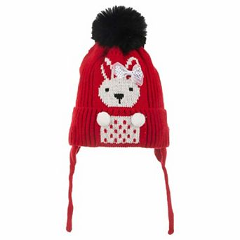 Infant & Toddler Knitted Winter Beanie with Furry Lined Earflaps For Girls