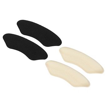 4 pc Silicone Heel Support Cup Pads, Silicone Cushion Orthotic Insole, PU Clear Beige Black