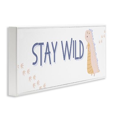Stupell Home Decor Stay Wild Dinosaur Framed Canvas Wall Art