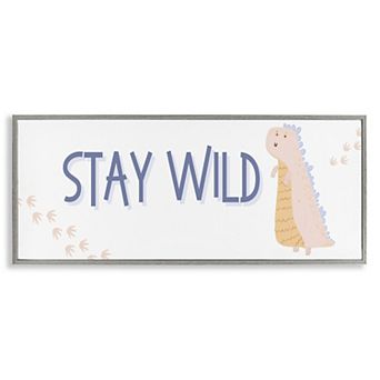Stupell Home Decor Stay Wild Dinosaur Framed Canvas Wall Art