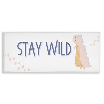 Stupell Home Decor Stay Wild Dinosaur Framed Canvas Wall Art