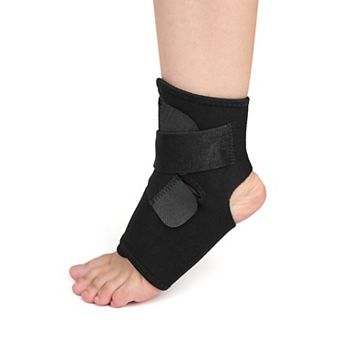 Black One Size Ankle Foot Support with Hook Loop Closure Wrap Protector