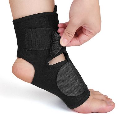 Black One Size Ankle Foot Support with Hook Loop Closure Wrap Protector