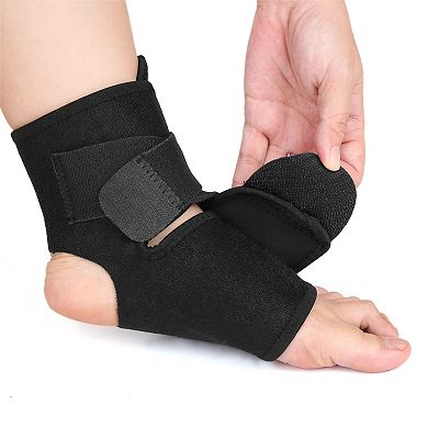 Black One Size Ankle Foot Support with Hook Loop Closure Wrap Protector