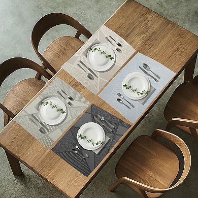 4 Pcs Blocks Pattern Placemats, Place Mats for Kitchen Dining Table, Heat-Resistant Table Mats