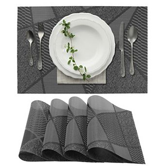 4 pc Blocks Pattern Placemats, Place Mats for Kitchen Dining Table, Heat-Resistant Table Mats