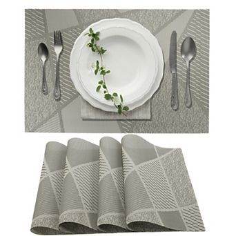 4 pc Blocks Pattern Placemats, Place Mats for Kitchen Dining Table, Heat-Resistant Table Mats