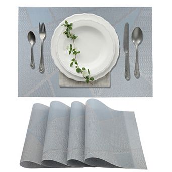 4 pc Blocks Pattern Placemats, Place Mats for Kitchen Dining Table, Heat-Resistant Table Mats