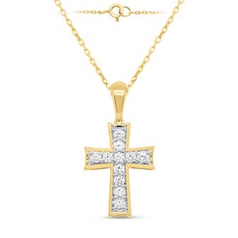 Éthique 14k Gold Over Silver 1/2 Carat T.W. Lab-Grown Diamond Cross Pendant Necklace