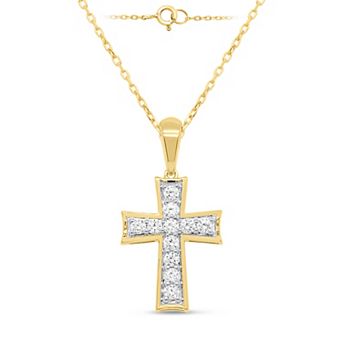 Éthique 14k Gold Over Silver 1/2 Carat T.W. Lab-Grown Diamond Cross Pendant Necklace
