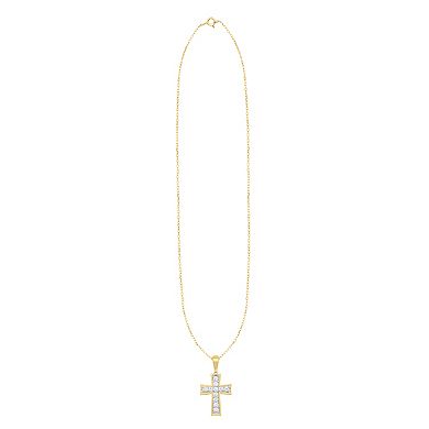 Éthique 14k Gold Over Silver 1/2 Carat T.W. Lab-Grown Diamond Cross Pendant Necklace