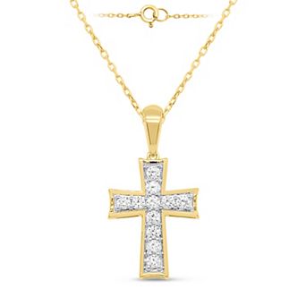 Éthique 14k Gold Over Silver 1/2 Carat T.W. Lab-Grown Diamond Cross Pendant Necklace