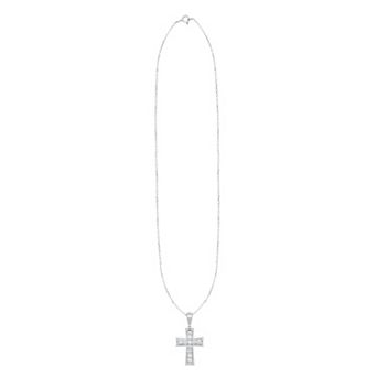 Éthique Sterling Silver 1/2 Carat T.W. Lab-Grown Diamond Cross Pendant Necklace
