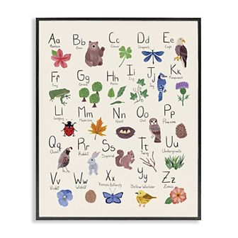 Stupell Home Decor Animal Alphabet Thin Frame Canvas Wall Art