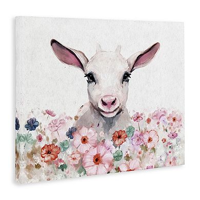 Stupell Home Decor Baby Sheep & Pink Flowers Canvas Wall Art