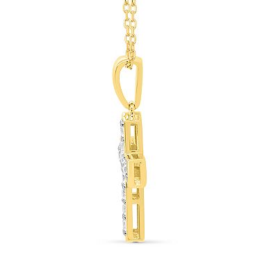 Éthique 14k Gold Over Silver 1/2 Carat T.W. Lab-Grown Diamond Rounded Cross Pendant Necklace