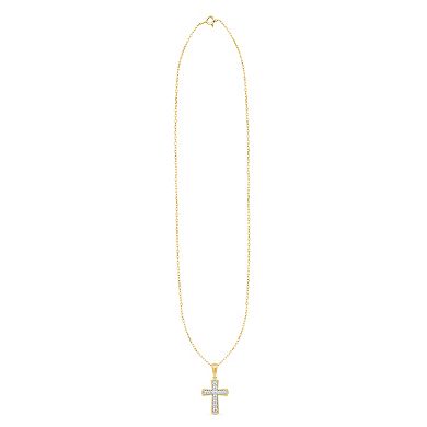 Éthique 14k Gold Over Silver 1/2 Carat T.W. Lab-Grown Diamond Rounded Cross Pendant Necklace
