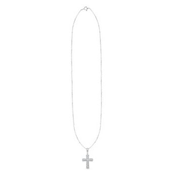 Éthique Sterling Silver 1/2 Carat T.W. Lab-Grown Diamond Rounded Cross Pendant Necklace