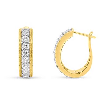 Éthique 14k Gold Over Silver 1 Carat T.W. Lab-Grown Diamond Elongated Hoop Earrings