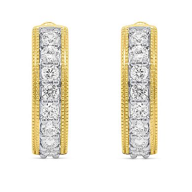 Éthique 14k Gold Over Silver 1 Carat T.W. Lab-Grown Diamond Elongated Hoop Earrings