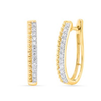 Éthique 14k Gold Over Silver 1/2 Carat T.W. Lab-Grown Diamond Elongated Hoop Earrings