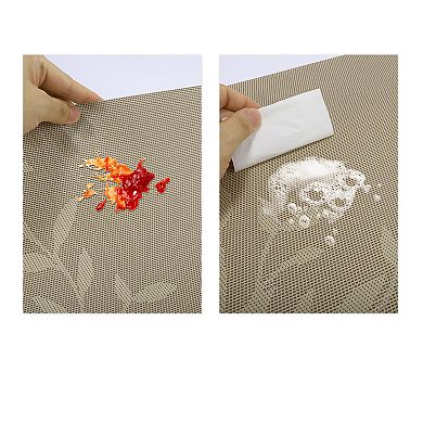 4 Pcs Leaves Pattern Placemats, PVC PET Place Mats for Kitchen Dining Table Heat-Resistant Table Mat