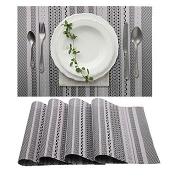 4 pc Stripe Woven Placemats, Place Mats for Kitchen Dining Table, Heat-Resistant Table Mats